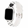 Amour clear TPU Apple Watch band with black heart print on white background
