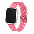 Clear TPU Apple Watch band with a soft pink heart pattern on a white background