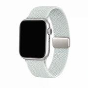 Céleste mint braided loop Apple Watch band with a silver adjustable clasp on a pure white background.