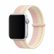 Rosalie pastel woven loop Apple Watch band on a pure white background